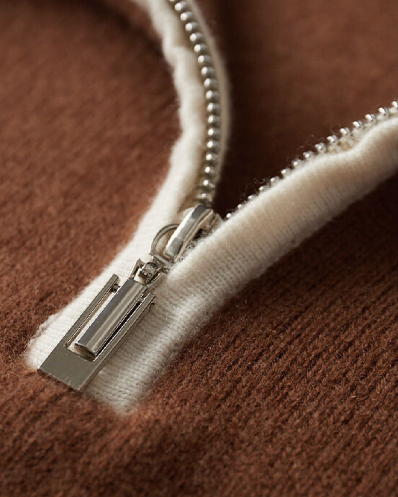 Cashmere & Wool Polo Long Sleeve Zipper