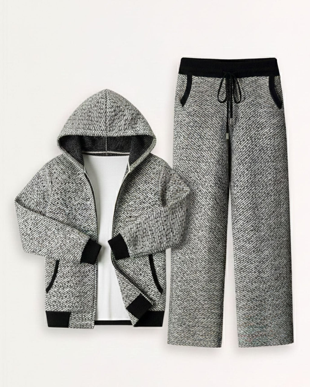Cashmere & wool set hooded Cardigan & Pants