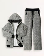 Cashmere & wool set hooded Cardigan & Pants