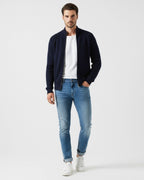 Fine Cashmere Thick Jacket Cardigan with Perforated Knit