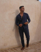 Old Money Dolce Vita Trousers - Navy Blue