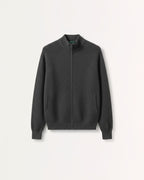 Fine Cashmere Thick Jacket Cardigan with Perforated Knit