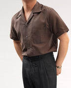 Summer linen Cuban collar short-sleeved shirt