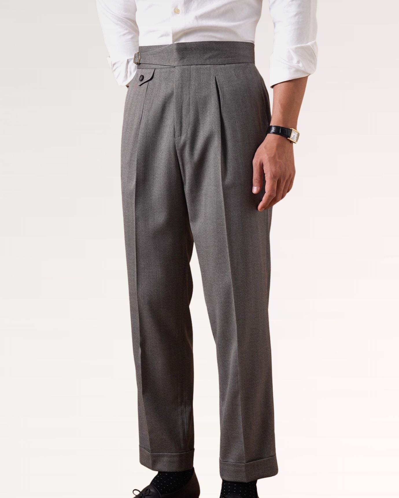 Business Grey Trousers Herringbone