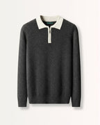 Cashmere & Wool Polo Long Sleeve Zipper