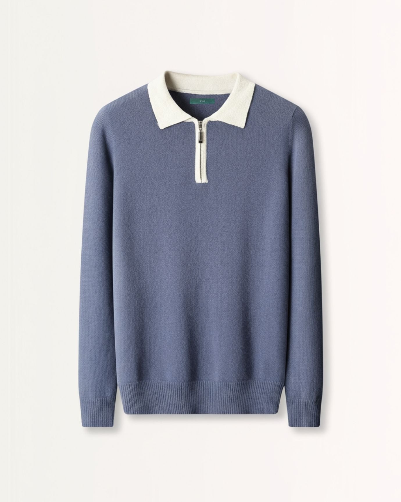 Cashmere & Wool Polo Long Sleeve Zipper