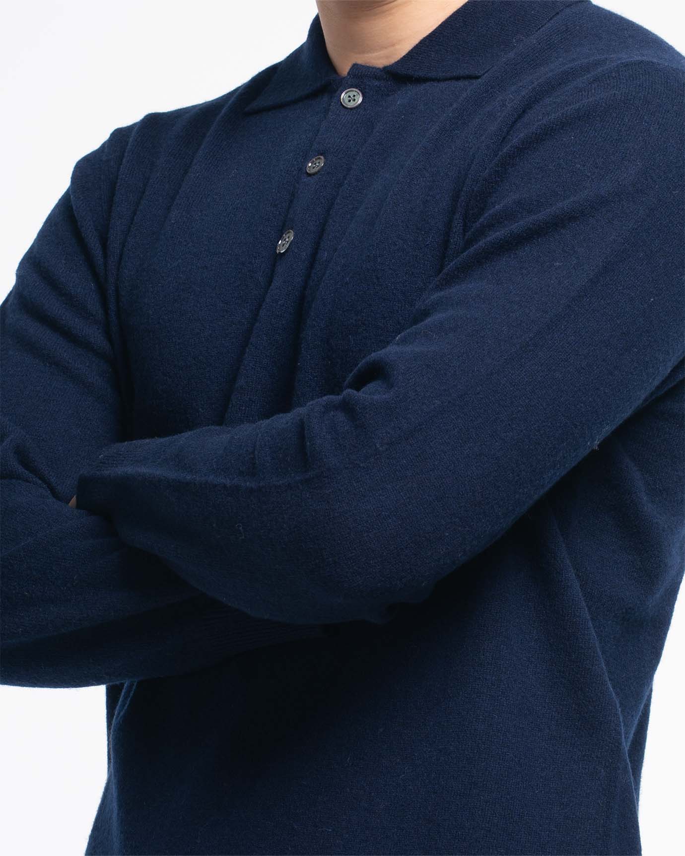 Cashmere Wool Polo Long Sleeve