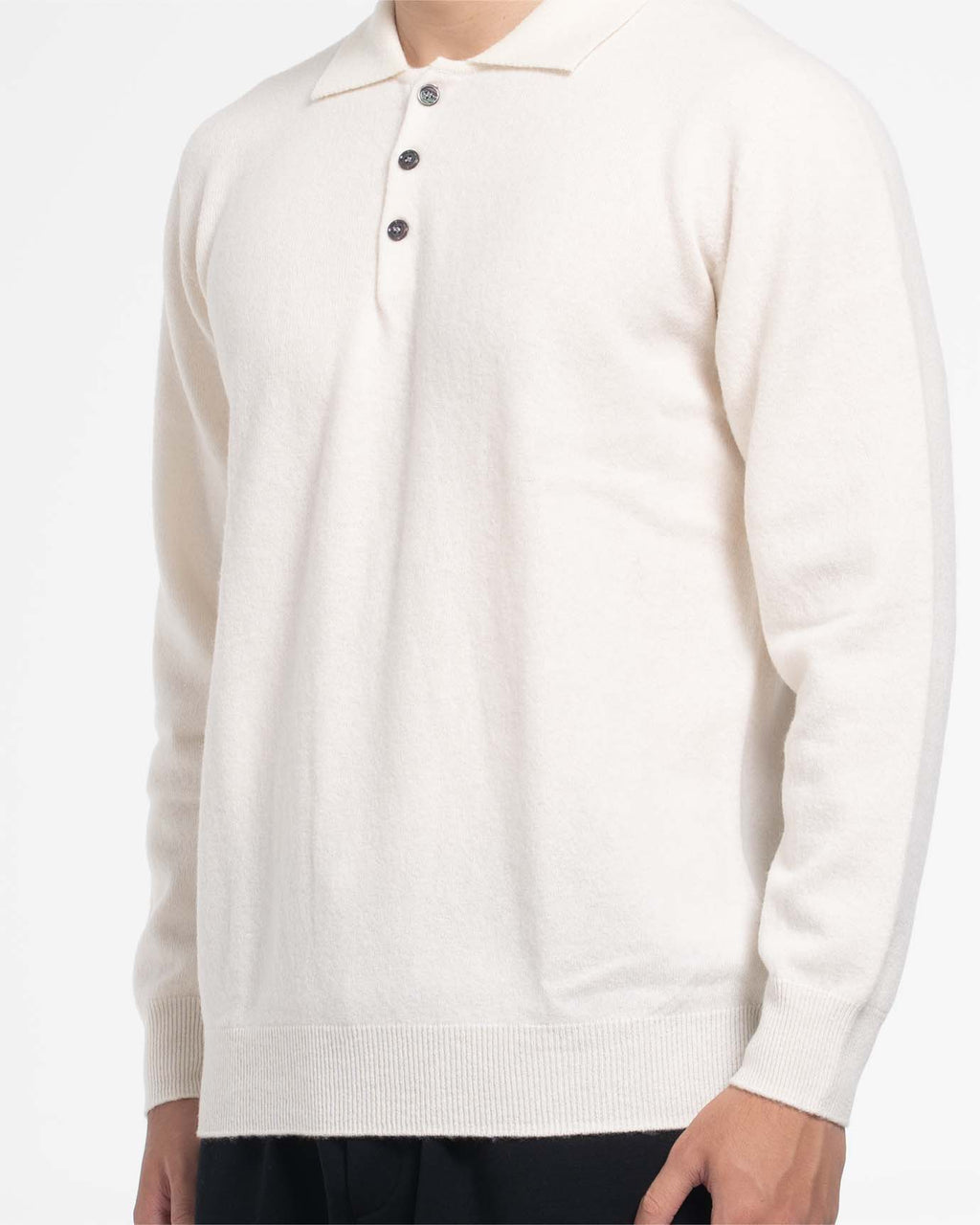 Cashmere Wool Polo Long Sleeve